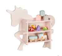 Relaxdays Rangement licorne pour enfants, 2 compartiments ouverts, mural, HxLxP : 54,5x66x13 cm, meuble à étagères, rose