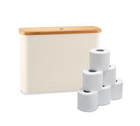 Relaxdays Support pour Papier Toilette, 12 Rouleaux, H x L x P : 34,5 x 45 x 15 cm, Tissu, Bambou, Beige