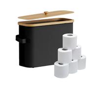 Relaxdays Rangement Papier Toilette, 12 Rouleaux, H x L x P : 33 x 45 x 16 cm, Tissu, Bambou, boîte à Papier, Noir