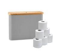 Relaxdays Support de Rangement pour Papier Toilette, 12 Rouleaux, H x L x P : 34,5 x 45 x 15 cm, Tissu, Bambou, Gris