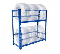 Relaxdays Rangement-pneus en Acier Bleu, 100 x 85 x 35 cm, capacité 150 kg/Niveau