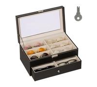 Relaxdays Rangement pour 12 paires de lunettes, fenêtre de visualisation, 15,5 x 33,5 x 19,5 cm