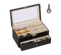 Relaxdays Rangement pour 12 Paires de Lunettes, fenêtre de visualisation, 15,5 x 33,5 x 19,5 cm, Noir