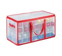Relaxdays Rangement pour 128 Boules de Noël, Sac Pratique, H x L x P : 31 x 30 x 60 cm, Transparent et Rouge