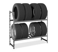 Relaxdays Rangement pour 8 pneus, métallique, Charge Max. de Chaque étagère : 150 kg, HxLxP : 100 x 110 x 35 cm, argenté