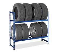 Relaxdays Rangement pour 8 pneus, métallique, Charge Max. de Chaque étagère : 150 kg, HxLxP : 100 x 110 x 35 cm, Bleu