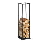 Relaxdays Rangement pour bois de cheminée, métal, HxLxP : 121x35x35 cm, support haut, pour bûches, empilage, noir