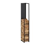 Relaxdays Rangement pour Bois de cheminée, métal, Support Haut, pour bûches, empilage, HxLxP : 157x23,5x30 cm, Noir