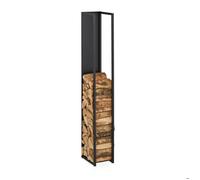 Relaxdays Rangement pour bois de cheminée, métal, support haut, pour bûches, empilage, HxLxP : 157x23,5x30 cm, noir