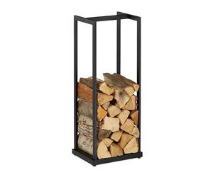 Relaxdays Rangement pour bois de cheminée, métal, support haut, pour bûches, empilage, HxLxP : 95x37x30 cm, noir