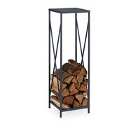 Relaxdays Rangement pour bûches, en métal, 80,5 x 34 x 25 cm, pour cheminée et poêle, intérieur, gris