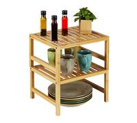 Relaxdays Rangement pour Cuisine, Lot de 2, Bambou, HxLxP : 20x35,5x30,5 cm, Organiseur pour Plan de Travail, Nature