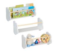 Relaxdays Rangement pour la Chambre de Votre Enfant, Lot de 3, H x L x P : 24 x 50 x 18 cm, Blanc et Nature