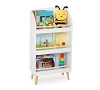 Relaxdays Rangement pour la Chambre de Votre Enfant, pour Les Livres, H x L x P : 95,5 x 50 x 24 cm, Blanc et Nature