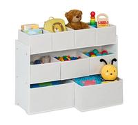 Relaxdays Rangement pour la Chambre de Votre Enfant, Unisexe, 9 Cases Pratiques, H x L x P : 60 x 92 x 30 cm, Blanc