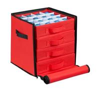 Relaxdays Rangement pour Vos Boules de Noël, 64 Compartiments, H x L x P : 30,5 x 31 x 30,5 cm, Rouge et Noir