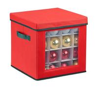 Relaxdays Rangement pour Vos Boules de Noël, Jolie Boite, pour 64 Boules, H x L x P : 30 x 30 x 30 cm, Rouge et Vert