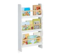 Relaxdays Rangement pour la Chambre de Votre Enfant, Montage Mural, H x L x P : 80 x 42,5 x 14 cm, Blanc et Nature