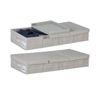 Relaxdays Rangement sous lit, Lot de 2, capacité de Chaque : 50 litres, H x L x P : 15 x 80 x 40 cm, Gris