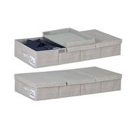Relaxdays Rangement sous lit, Lot de 2, capacité de Chaque : 50 litres, H x L x P : 15 x 80 x 40 cm, Gris