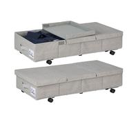 Relaxdays Rangement sous lit, Lot de 2, Pliable, roulettes, capacité de Chaque : 50 litres, HLP : 20 x 80 x 40 cm, Gris