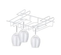 Relaxdays Rangement Verres à vin, pour 12 Verres Pied, accroche-Verre en métal, HxLxP: env. 7,5 x 34,5 x 26 cm, Blanc