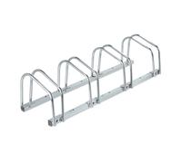 Relaxdays Râtelier pour 4 vélos, jusqu'à 60 mm de Largeur de Pneu, en métal, Garage, Support à Poser au Sol, argenté
