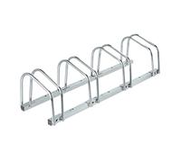 Relaxdays Râtelier pour 4 vélos, jusqu'à 60 mm de Largeur de Pneu, en métal, Garage, Support à Poser au Sol, argenté