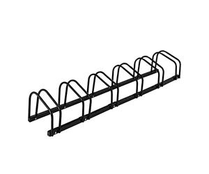Relaxdays Râtelier pour 6 vélos, jusqu'à 60 mm de Largeur de Pneu, en métal, pour garer, Support à Poser au Sol, Noir
