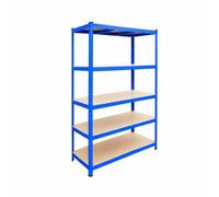 Relaxdays Rayonnage charge lourde, bleu/marron | acier, H x L x P : 200 x 120 x 40 cm, 875 kg, 5 niveaux, à emboîter, cave