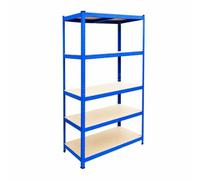 Relaxdays Rayonnage charge lourde, H180xL100xP30 cm, 875 kg, bleu/marron | Rayonnage de stockage, cave, à emboîter, 5 niveaux, MDF, acier