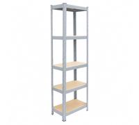Relaxdays Rayonnage charges lourdes, gris/marron | acier, H x L x P : 180 x 50 x 30 cm, 875 kg, 5 niveaux, à emboîter