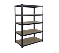 Relaxdays Rayonnage lourd, 180 x 100 x 30 cm, 875 kg, 5 niveaux, rayonnage cave, à emboîter, noir/marron