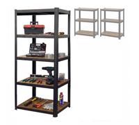 Relaxdays Rayonnage Lourd, 500 kg, 200 x 90 x 60 cm, Noir/Marron | 5 niveaux, aspect bois, rayonnage de rangement, acier et MDF