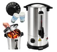 Chauffe-vin Relaxdays, 10 l, 30-110 °C, robinet, thermostat, jauge de niveau, inox, argent