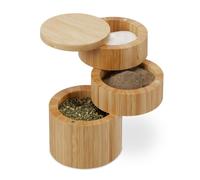relaxdays Récipient à sel rotatif avec 3 compartiments
