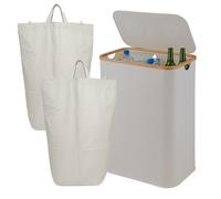 Relaxdays Récipient de Collecte des Bouteilles, 140 L, jusqu'à 60 Bouteilles, 2 Sacs Amovibles, Beige