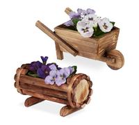 relaxdays Récipient pour plantes en bois, lot de 2
