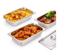 Relaxdays Récipients GN 1/3 inox, lot de 3