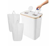 Relaxdays Récupérateur de Bouteilles, 170 L, jusqu'à 60 Bouteilles, 2 Sacs, collecteur pour Verre et Plastique, Blanc