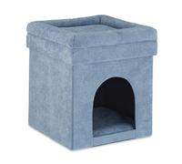 Relaxdays Refuge Chat Tabouret, Cachette Chats et Petits Chiens, Coussins, Pliable, siège dé;HlP 42x38x38 cm, Gris