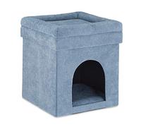 Relaxdays Refuge Chat Tabouret, Cachette Chats et Petits Chiens, Coussins, Pliable, siège dé;HlP 42x38x38 cm, Gris