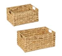 Relaxdays Reladas Panier de Rangement, Lot de 2 (Un Petit et Un Grand), pour la Salle de Bain ou la Cuisine, Nature
