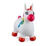 Relaxdays Reladays Animal Sauteur en Forme de Licorne, pour Le Bout de Chou, Charge Max. 50 kg, sans BPA, Pompe à air, Blanc