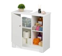 Reladays Meuble sous lavabo, avec 1 Porte, Compartiments, en MDF, H x L x P : 60 x 60 x 30 cm, pour Salle de Bain, Blanc