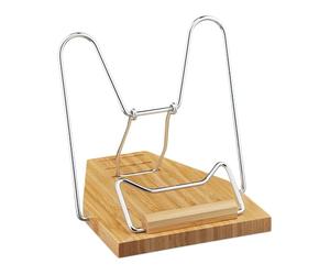 Relaxdays Repose-Livre, Bambou, 3 Niveaux d'inclinaison, Pliable, Cahier, bouquin & Tablette, Support Recette, Nature