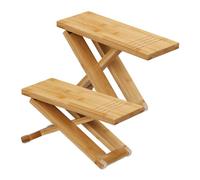 Relaxdays Repose-Pied de Toilette, Lot de 2, Pliable, Tabouret WC, pour Adultes, en Bambou, 23 x 12 x 31 cm, Nature