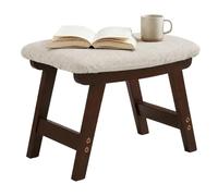 Relaxdays Repose-Pieds en Bois, Repose-Pieds rembourré, Beige/Marron