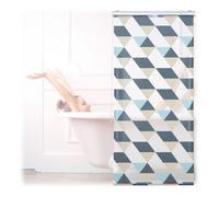 Relaxdays Rideau de douche 80x240 cm, motif triangles, cordon, montage flexible, pour baignoire et fenêtre, multicolore