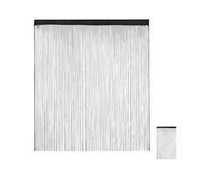Relaxdays Rideau Fils, Lot de 3, Rideau de Porte ou fenêtre, 145 x 245, Rideau Spaghetti, pour Tringle, Peut être Raccourci, Noir